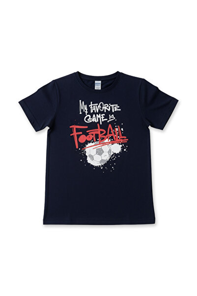 Little Frog Cotton Short Sleeve Pocketed Leg Band Boys Pajama Set |   Navy Blue