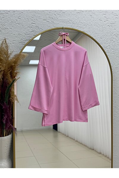 BENAHOLL Ariyla με ραφές στο μπροστινό μέρος και στα άκρα των μανικιών, άνοιγμα κορδόνια στα πλαϊνά Sweat-ZN5988 Ροζ
