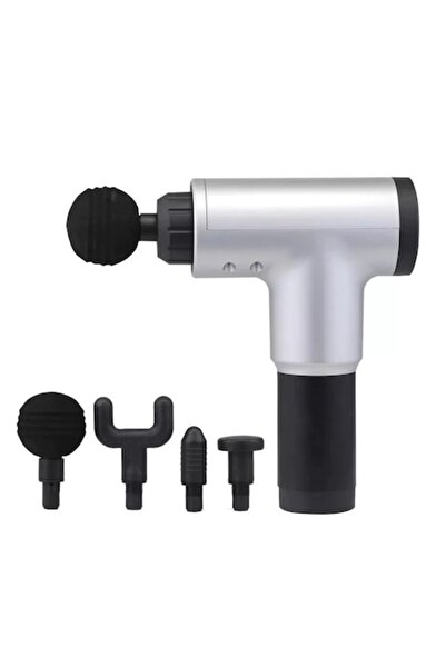 OEM Συσκευή μασάζ - 4 εναλλάξιμες κεφαλές, 5 επίπεδα ταχύτητας, ασημί