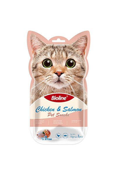 Bioline مكافأت ببقطط الدجاج مع السالمون 14ج في 4