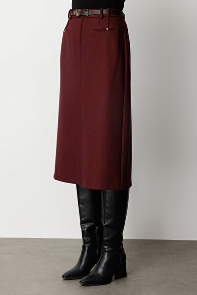 Ekol Beli Belted Slit Midi Skirt