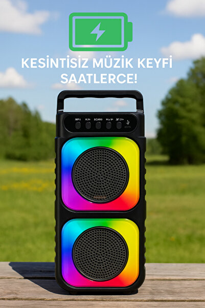 XBeam Mikrofonlu Bluetooth Hoparlör Rgb Led Işıklı Karaoke Bass Speaker
