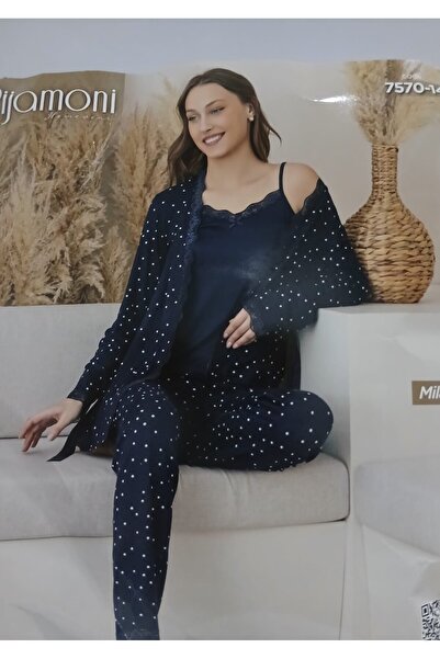 Pijamoni MİLAN SABAHLIKLI 3 LÜ TAKIM