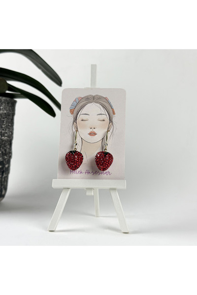 Melek Aksesuar Kırmızı Çilek Küpe