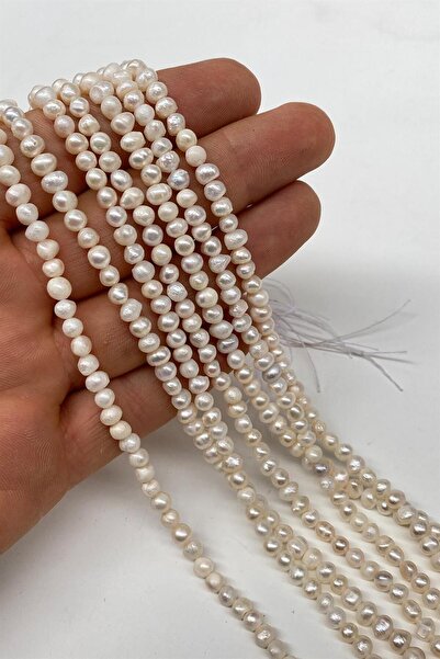 Hayalperest boncuk Ecru Pearl Natural Stone Irregular Cut Strand 6-8 mm