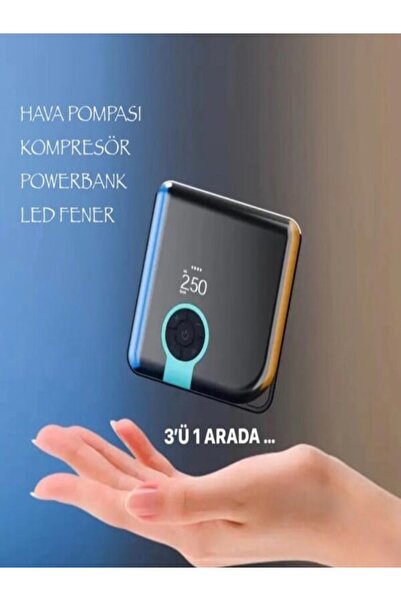 DİTEK Hava Pompası Şarjlı Taşınabilir Basınç Göstergeli Kompresör Powerbank L...