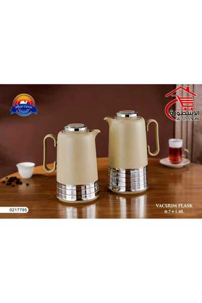 royal_camel طقم ترامس شاي وقهوة فضي من رويال كاميل 0.7+1 لتر