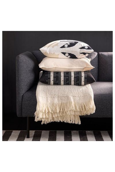 IKEA Cozy Room - Drabor Cushion Cover, Black-Beige, 50X50 cm