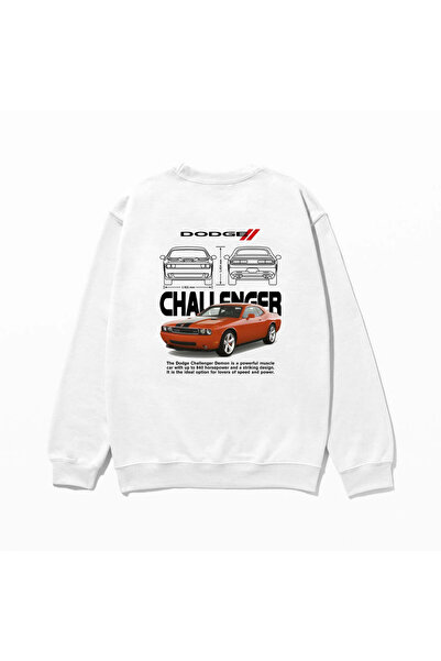 SVART WEAR سويت شيرت تشالنجر دودج مطبوع 100% قطن مقاس كبير عصري ومضحك مع طباعة