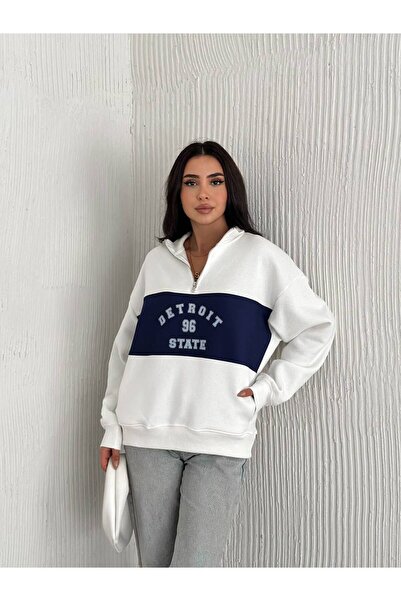 Noa Noa Φούτερ Detroit με λεπτομερή στάμπα με φερμουάρ και λαιμόκοψη με 3 κλωστές