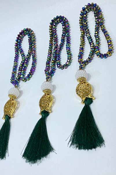 Hayalperest boncuk Plated Green Gift Tulip Tasseled Crystal Beaded 99 Lu Prayer Prayer Beads (Mevlüt-Circumcision-Hajj-Umr