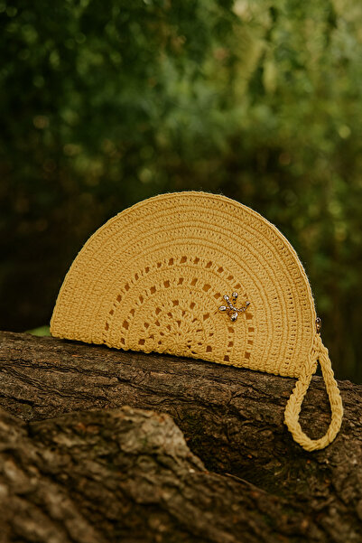 MomStyle El Emeği Tığ İşi Sarı Yazlık Çanta – Örgü Clutch Modeli
