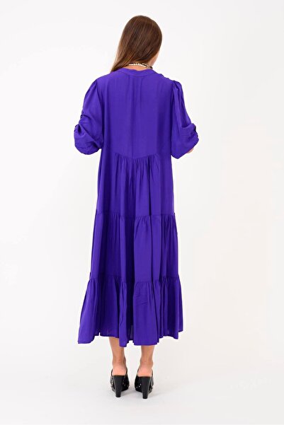 Park Moda An10728 Clement Ruffled Sleeves with Tassel Detail Volant Dress
