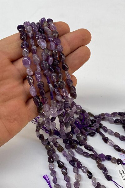 Hayalperest boncuk Amethyst Natural Stone String Lentil Cut