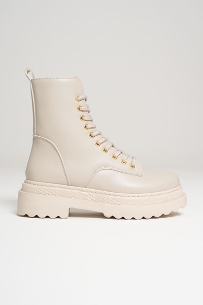 TRENDELLA Lara Kadın Bej Kışlık Siyah Postal