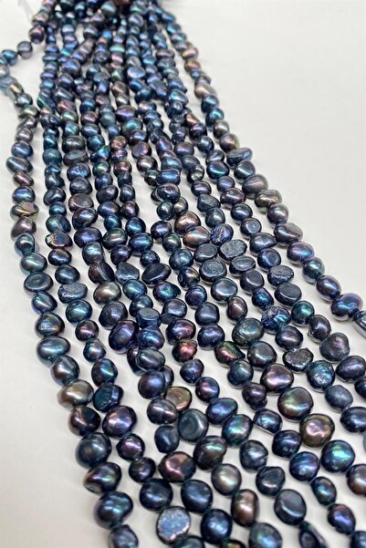 Hayalperest boncuk Dark Blue Pearl Natural Stone Irregular Cut Strand 6-8 mm