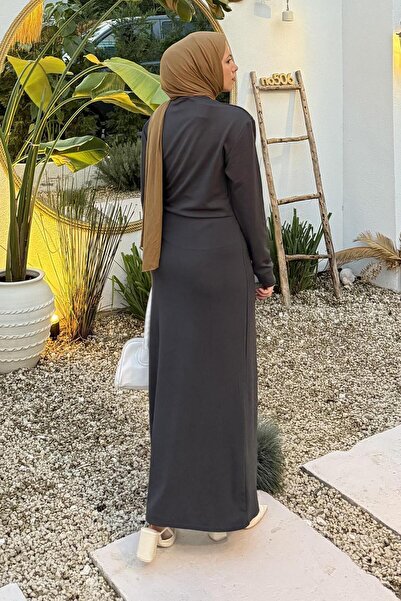 lamelif Φόρεμα με κορδόνια τυλιγμένο ανθρακί