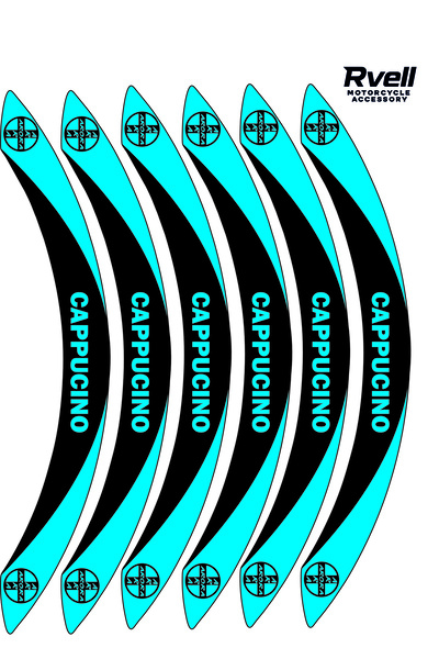 MKARAKAN Rvell Arora Cappucıno Uyumlu Jant Şeridi Seti - 12 Parça ( Siyah - M...