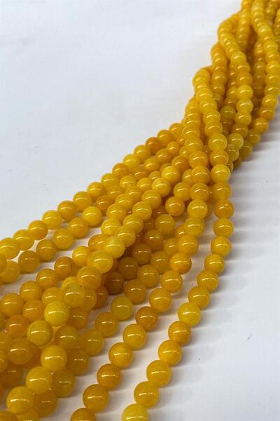 Hayalperest boncuk Жълт Ceyt естествен камък, кръгла форма, 8 мм