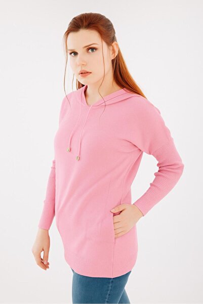 citycenterfashion Women's Black Hooded Slim Sweater Two Side Pockets Cty-Akc-11185 Standard Size 38-44