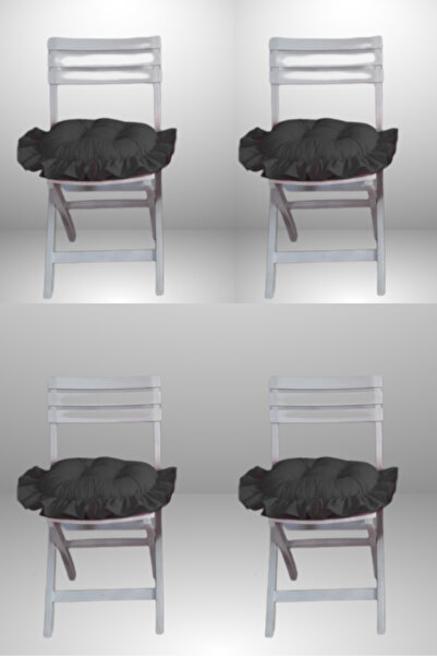 MİNDERHAN Fringed Ruffled Oval Chair Cushion 45X45 cm (4 Pieces)
