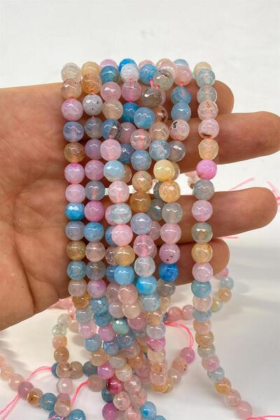 Hayalperest boncuk حجر طبيعي من نوع سيت تشاكرا مفتوح، قطع متعدد الأوجه 8 مم