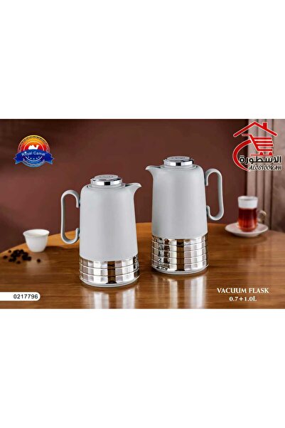 royal_camel طقم ترامس شاي وقهوة فضي من رويال كاميل 0.7+1 لتر