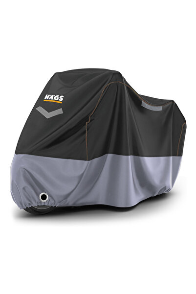 HAEGS Motosiklet Brandası, Su, Rüzgar Toz Geçirmez, Motor Garaj Brandası (XL:245x95x125cm) Siyah-Gri