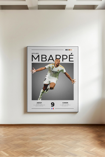 Kanvaspera Kylian Mbappé Poster - Kanvas Tablo - Real Madrid Futbolcu Duvar D...