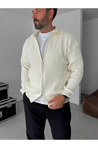BYBASICMAN Ekru Fermuarlı Triko Sweat DF-002