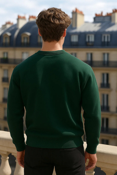 COMBİNE MİCHAİL Мъжки пуловер с голям размер и зелено деколте