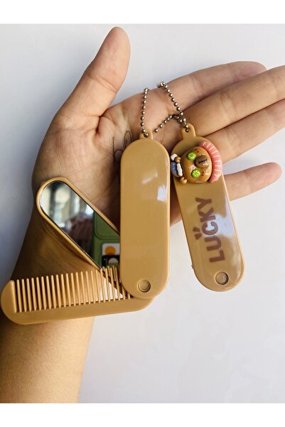 synshop مشط كابيبارا قابل للطي مع مرآة وحلقة مفاتيح وزينة للحقائب