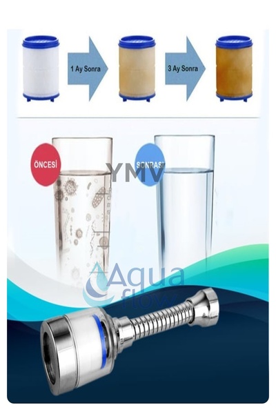 YMV Filtreli 360° Dönerli Esnek Yapılı Mutfak Lavabo Batarya Çeşme Musluk Baş...