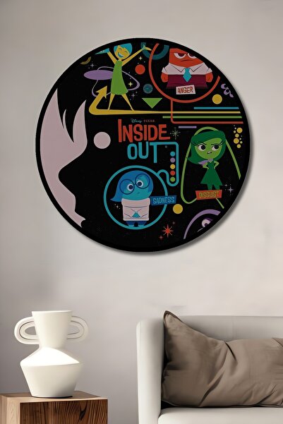 Teona Ahşap Dekoratif Ahşap Yuvarlak Çerçeve Görünümlü Tablo Inside Out Karak...