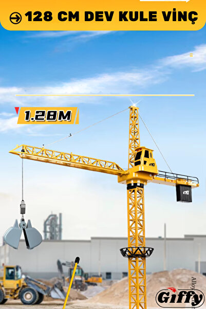 giffy Oyuncak 128 Cm Dev Boy Uzaktan Kumandalı Tam Otomatik Gövdesi ve Halatı Hareketli Şarjlı Kule Vinç