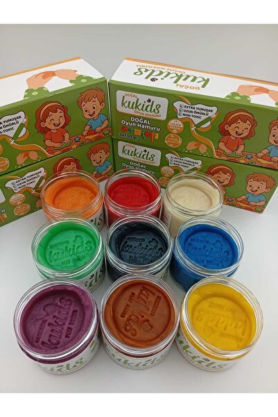 kukids play dough عجينة لعب طبيعية 100% (عضوية) بـ 9 ألوان (9 × 130 جرام)