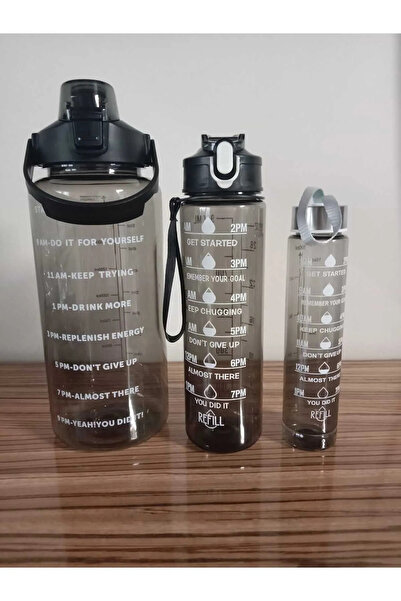 Seram Collection Şeffaf 3lü Set Su Matarası Su Şişesi Suluk 2lt+900ml+600ml T...