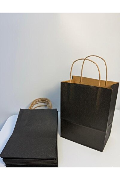 aybaş kağıtçılık 1.Kalite 18x24 Cm (10 Adet) Siyah Renkli Kraft Kağıt Çanta, Hediye Poşeti, Hediye Paketi,Kraft Çanta
