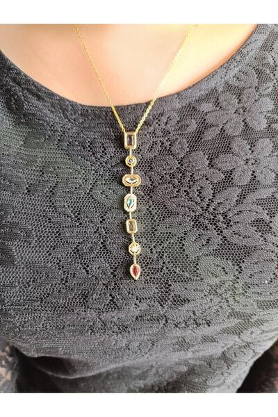 RP COMPANY قلادة من الفولاذ الذهبي بسبع عناصر