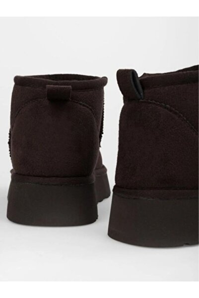 BS BEYAZ SHOES Bilekte Kısa Süet İçi Mini Kadın Kürklü Kalın Dolgu Kaymaz Tabanlı Uggy Bot