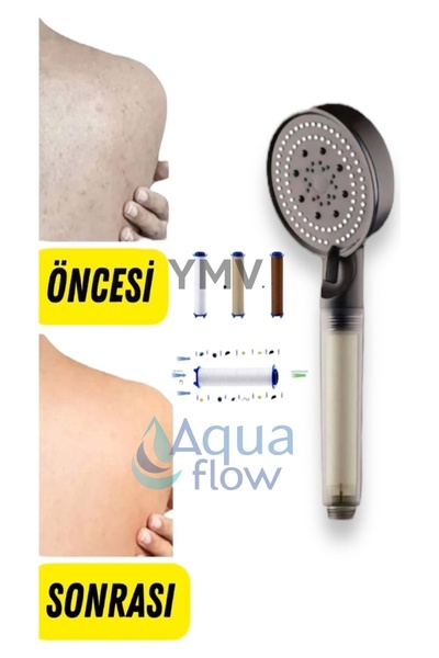 YMV Filtreli Kireç Arındırıcı Turbo Yeni Duş Banyo Başlığı + 5 Yedek Filtre