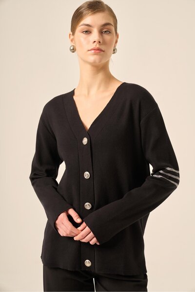FTZ WOMEN Cardigan cu detaliu sclipitor pentru femei, negru 25016