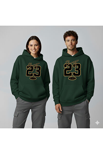 LORVEX سويت شيرت شيكاغو 23 ذو الطباعة الرقمية كبيرة الحجم للجنسين