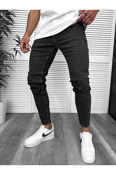 dehaine Men's Slim Fit jeans, blue, scratched pattern, 9501