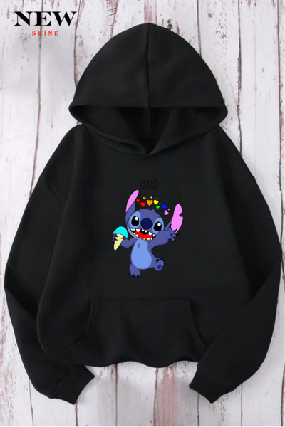 New Shine سويت شيرت مطبوع عليه ستيتش