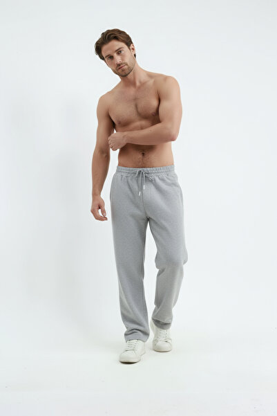 Sizce Moda Γκρι φαρδιά φούτερ με 2 κλωστές, άνετα, φαρδιά πόδια