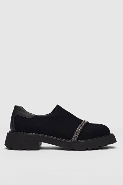 selinshoes Nivan камъни-Studded аксесоари подробно жени мокасини - BLACK SUEDE