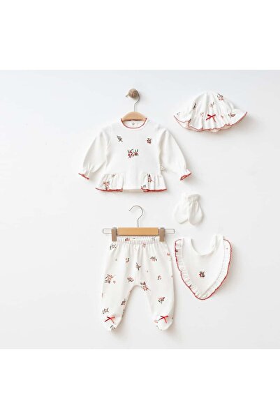 NuvioKids Kokina Patterned 0-3 Month Baby Girl 5-Piece Hospital Discharge Set