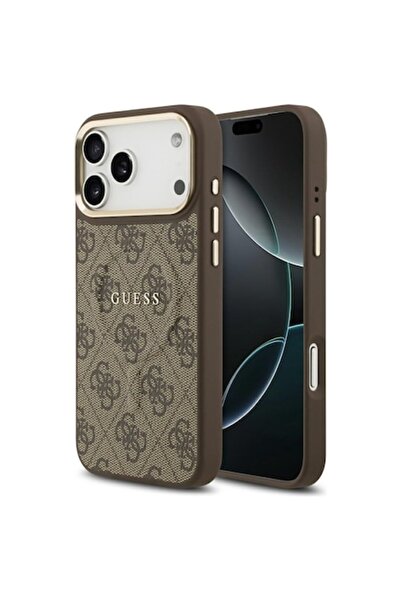 Guess High Protection Case for iPhone 17 Pro (H79) - Hardcase 4G Classic MagSafe, Faux Leather, Dark