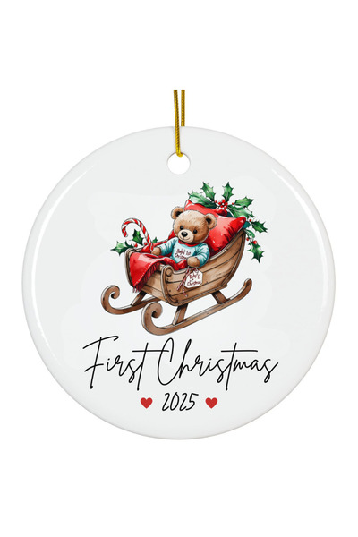 OEM White acrylic ornament baby First Christmas 2025 gift 8cm